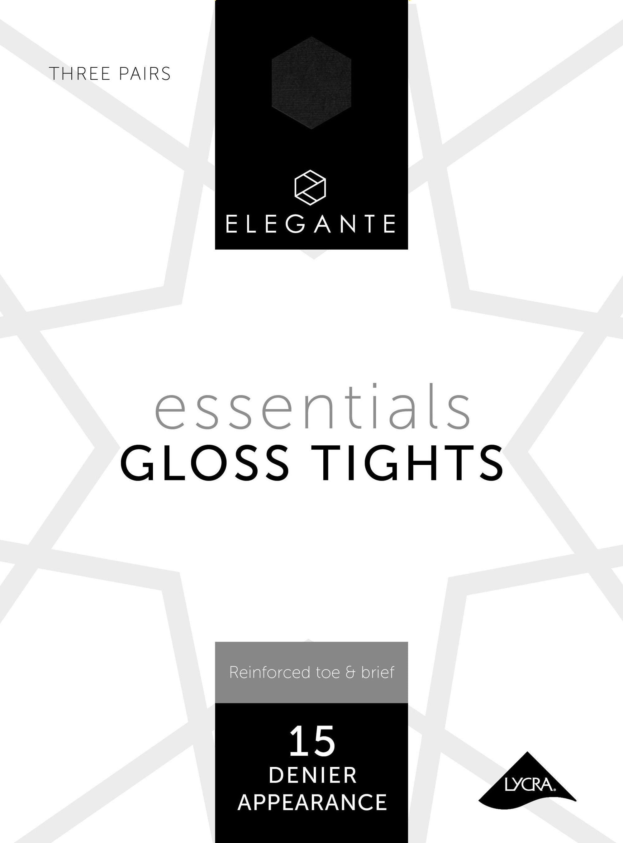 Elegante Essential Barely Black Gloss Tights Small 3pk (Case of 6)