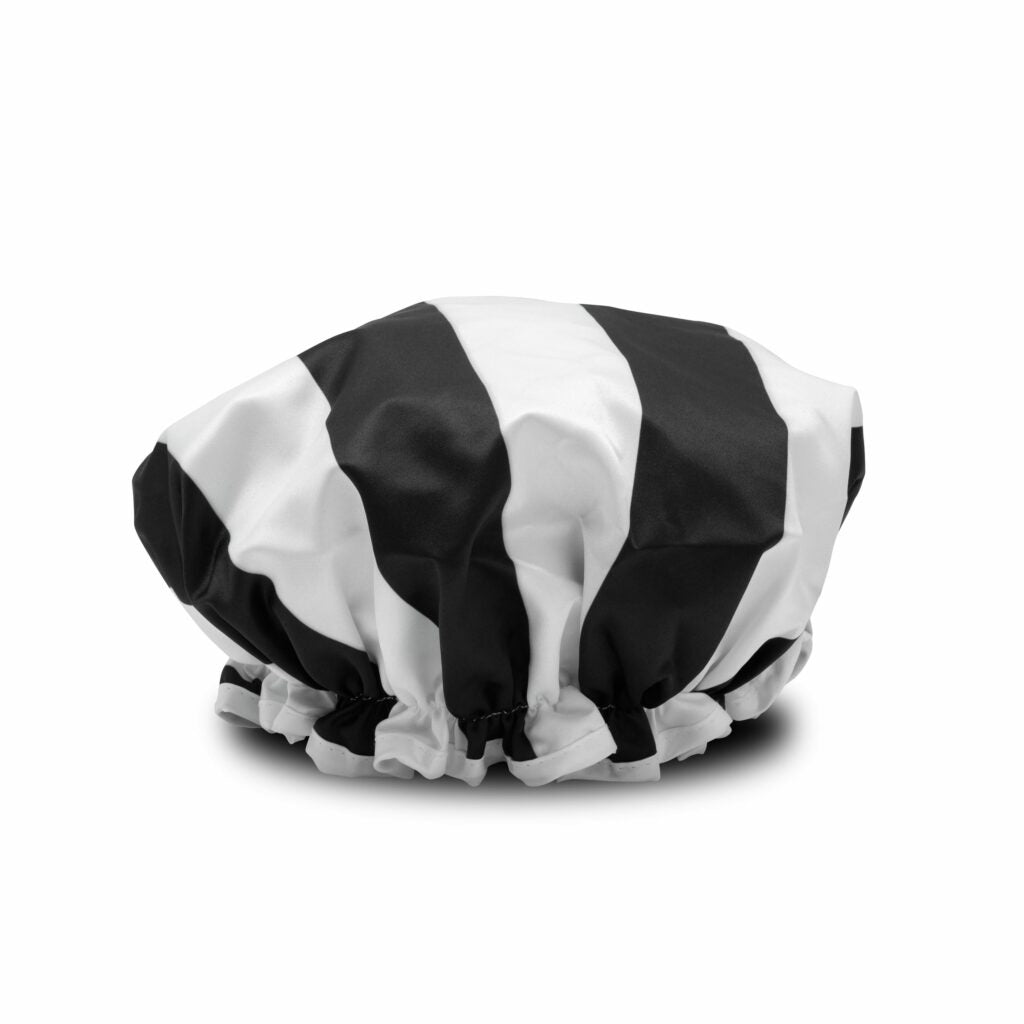 Manor Road Black & White Stripe Shower Cap