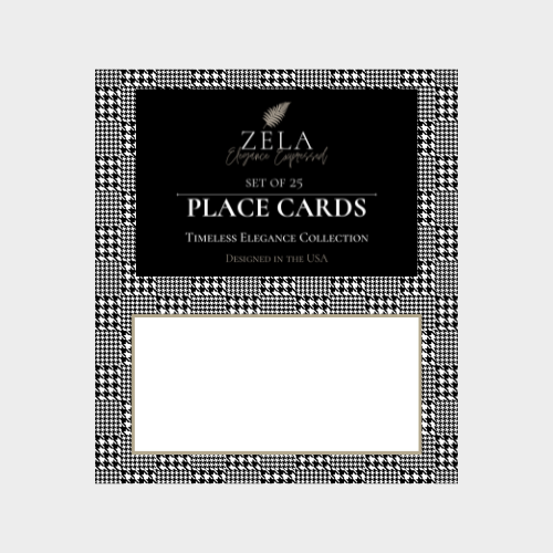 Zela Timeless Elegance Houndstooth Place Cards 25pk (Case of 2)