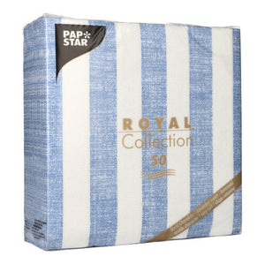 Papstar Royal Collection Napkins Lines - Blue 40x40cm 50pk (Case of 5)