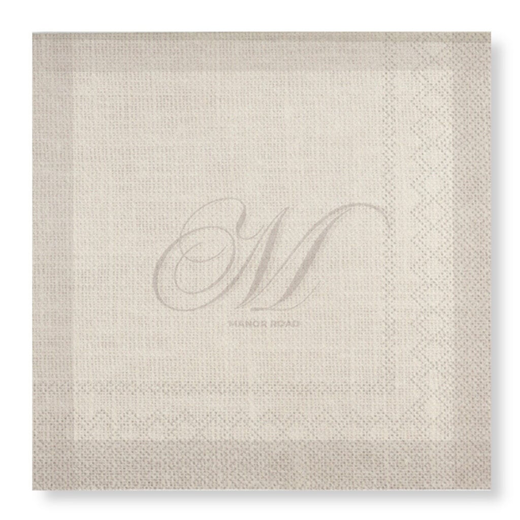 Manor Road Linen (Monogram Beige) Dinner Napkins 20Pk (Case of 6)