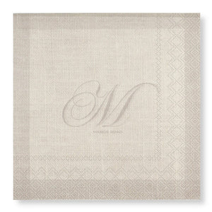 Manor Road Linen (Monogram Beige) Dinner Napkins 20Pk (Case of 6)