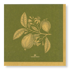 Manor Road Lemon Green/Gold Luncheon Napkins 20Pk (Case of 6)