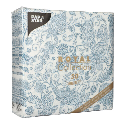 Papstar Royal Collection Napkins Paisley - Blue 40x40cm 50pk (Case of 5)