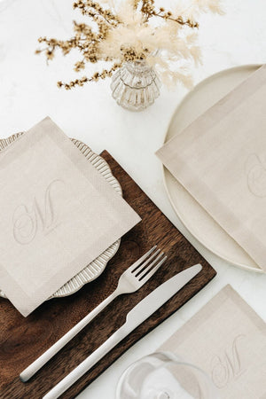 Manor Road Linen (Monogram Beige) Luncheon Napkins 20Pk (Case of 6)