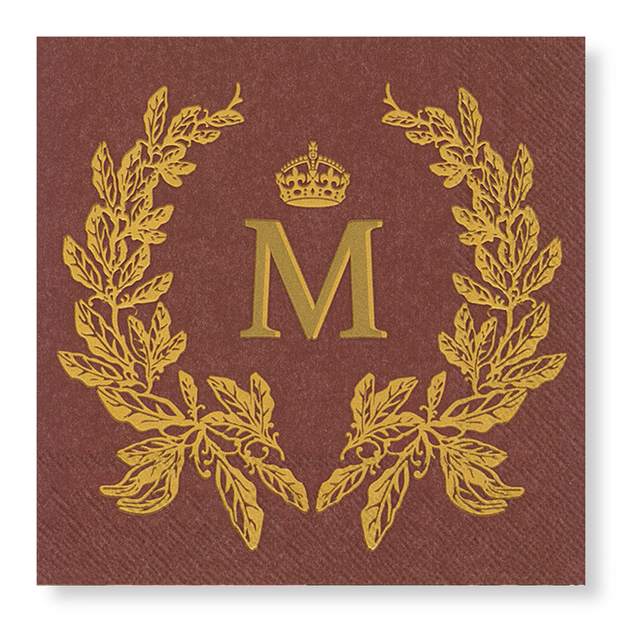 Manor Road Laurel Wreath Burnt Fig Luncheon Napkins 20Pk (Case of 6)