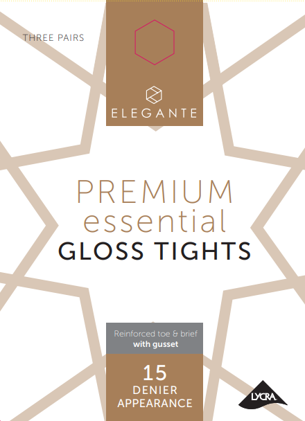 Elegante Essential Bronze Glow Gloss Tights WITH GUSSET Small 3pk (Case of 6)