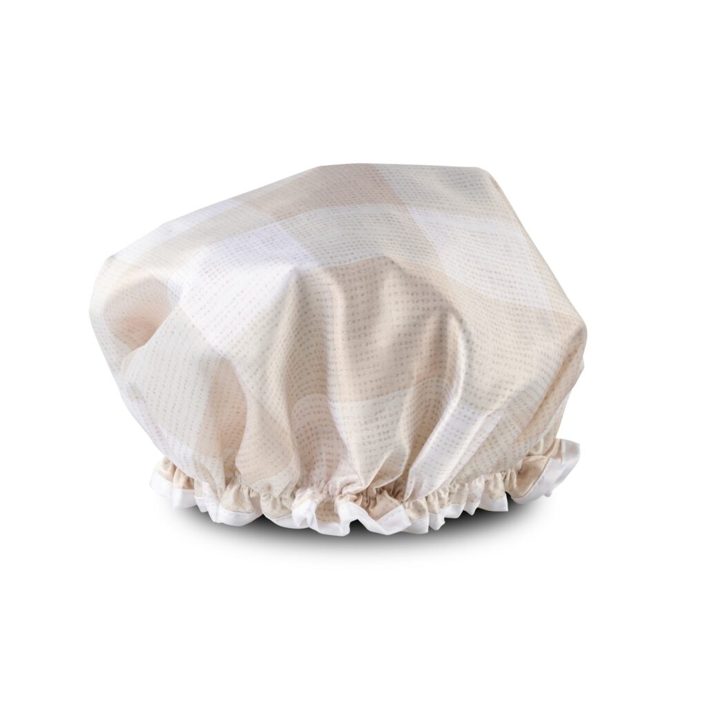 Manor Road Linen Gingham Natural Shower Cap