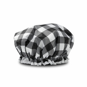 Manor Road Black Gingham Shower Cap