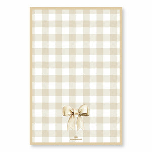 Manor Road Gingham Bow Beige Microfiber Tea Towel