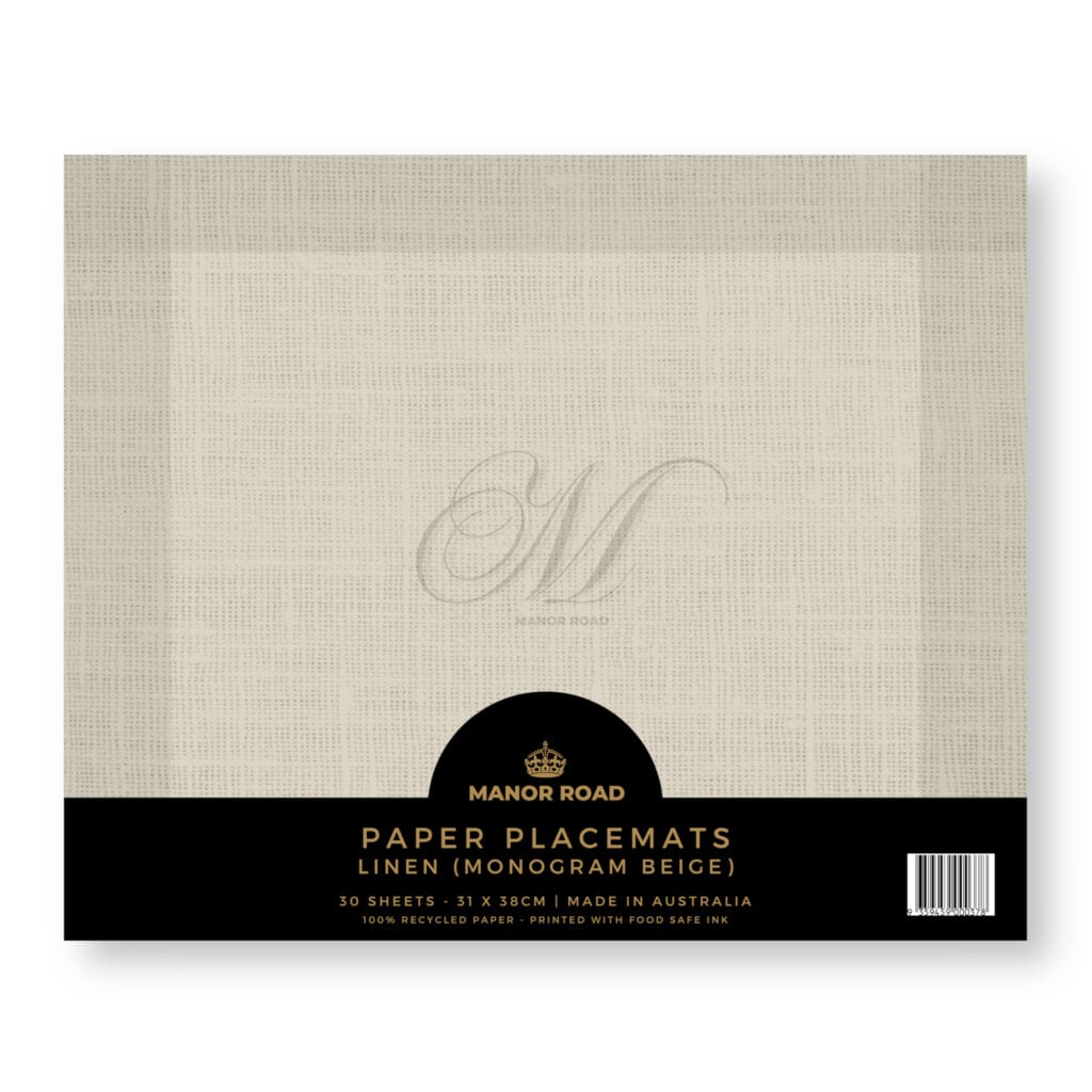 Manor Road Linen (Monogram Beige) Placemats 30Pk (Case of 2)