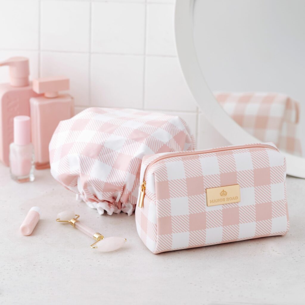 Manor Road Pink Gingham Travel Bag