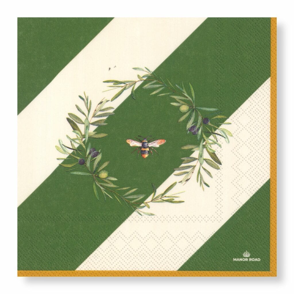 Manor Road Olive & Bee Luncheon Napkins 20Pk