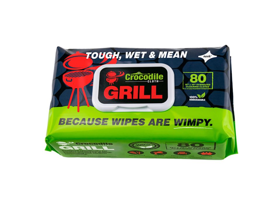 Crocodile Cloth GRILL Huge Biodegradable Cloths 80pk (Case of 8)