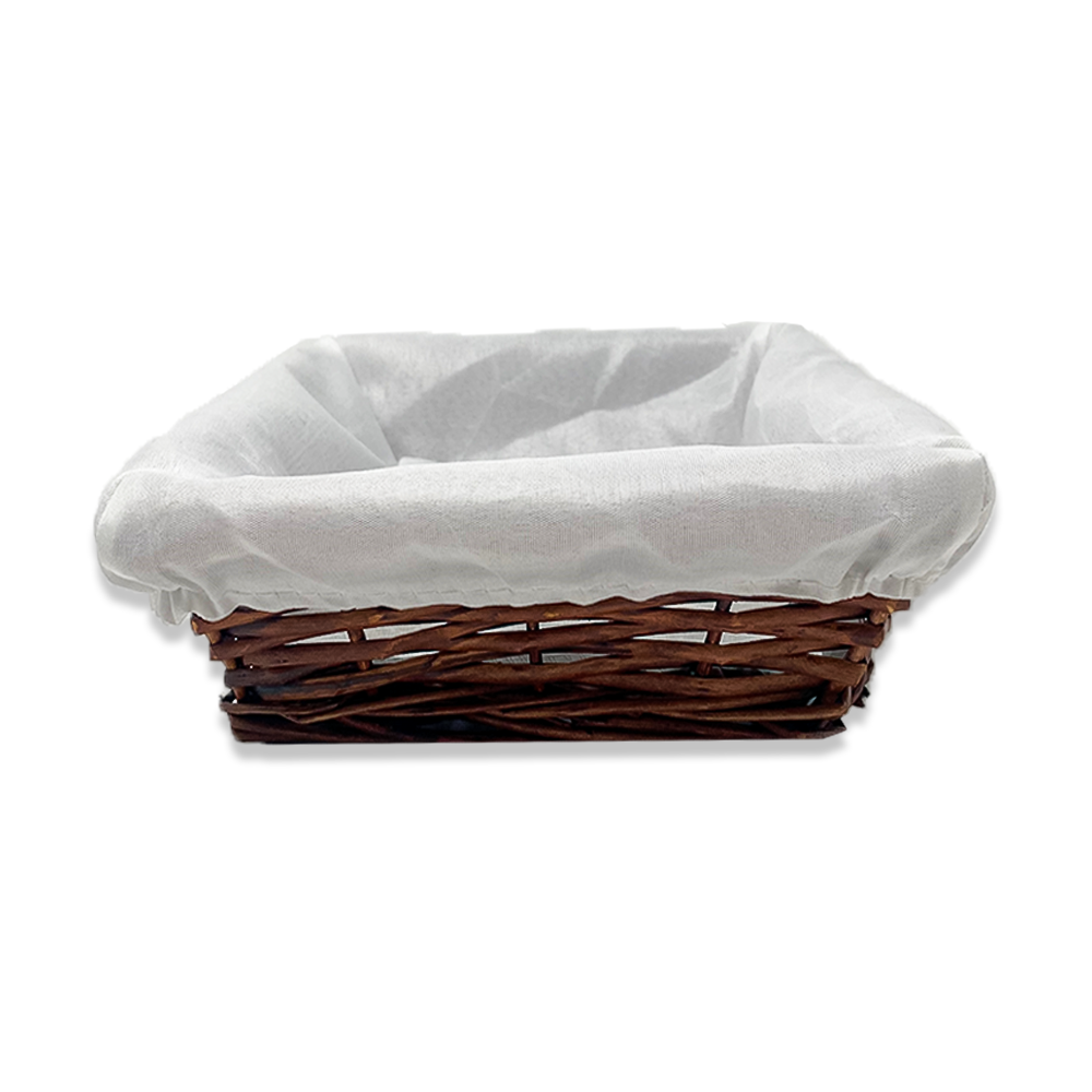 Square 8" Basket Brown With Cloth Liner