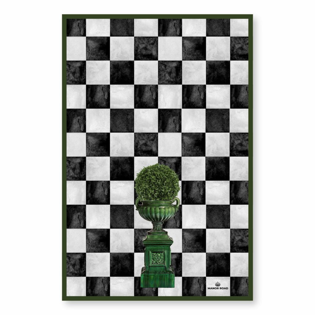 Manor Road Courtyard Green Microfiber Tea Towel