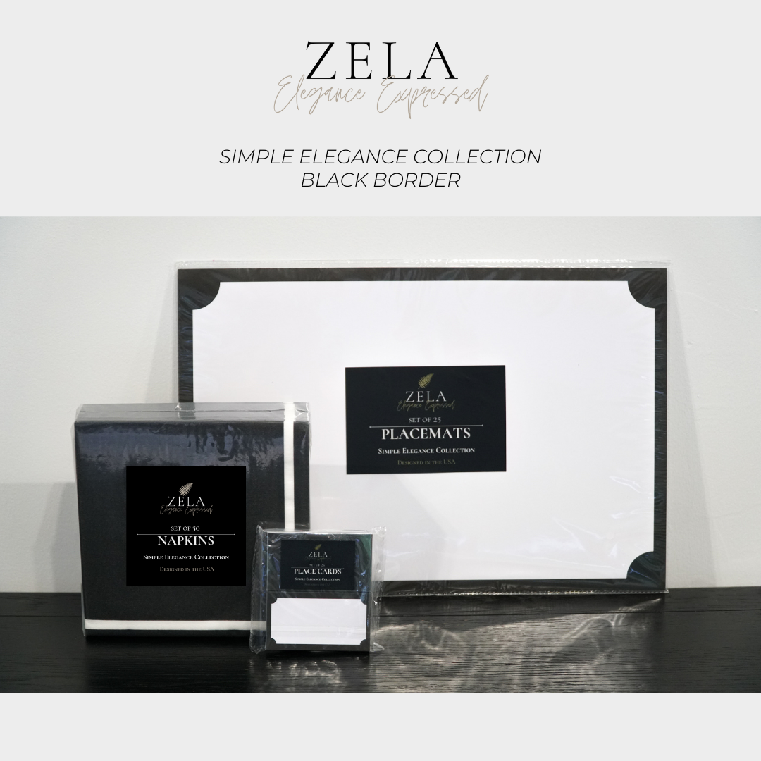 Zela Simple Elegance Collection Black Border Place Cards 25pk (Case of 6)